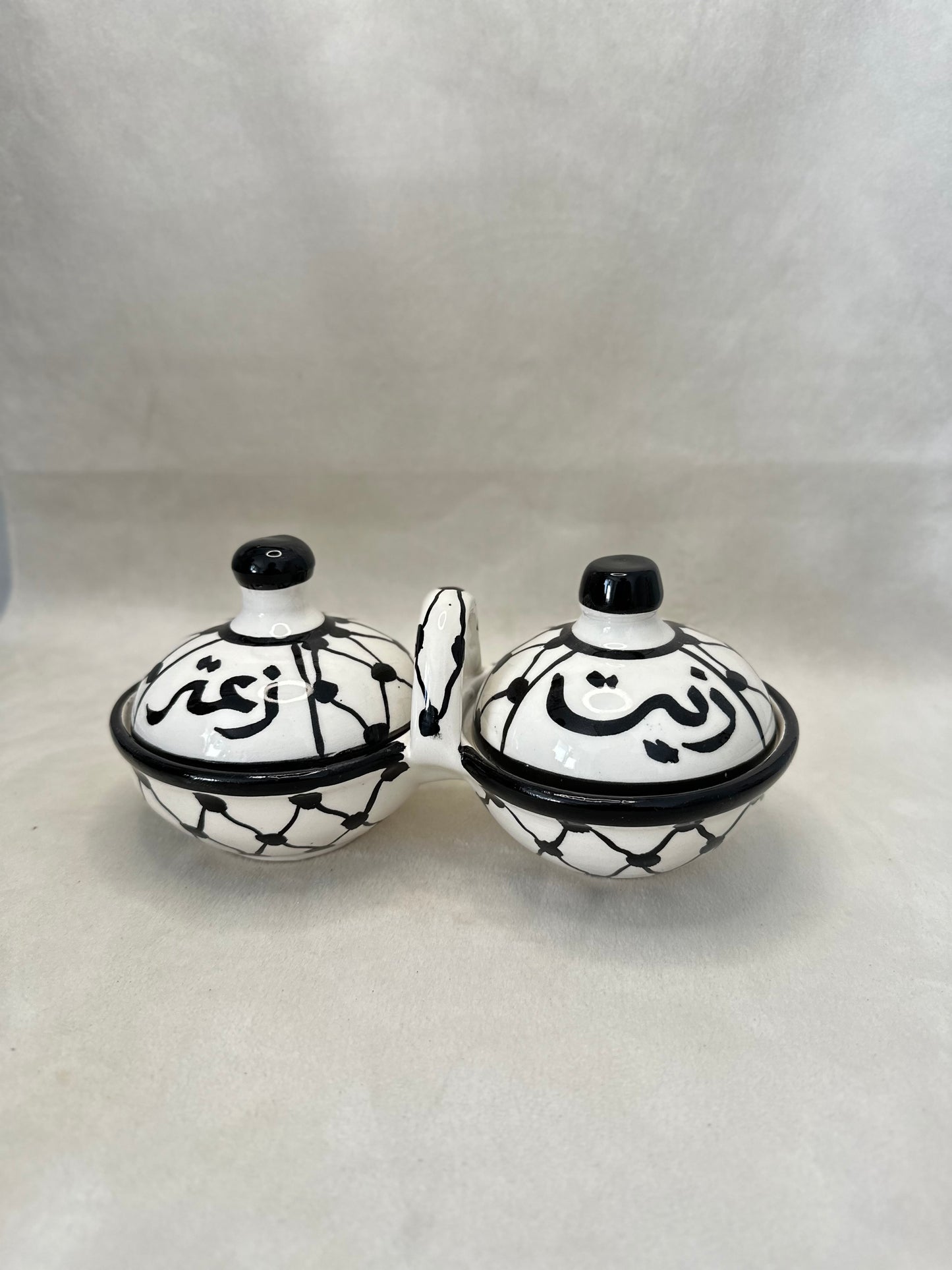 Aufbewahrungsschale für Olivenöl und Zaatar mit Deckel