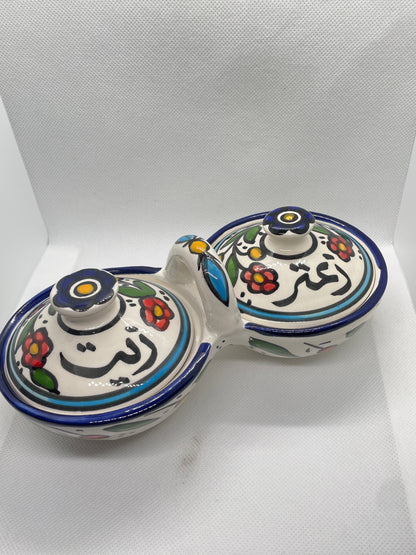 Aufbewahrungsschale S für Olivenöl und Zaatar mit Deckel