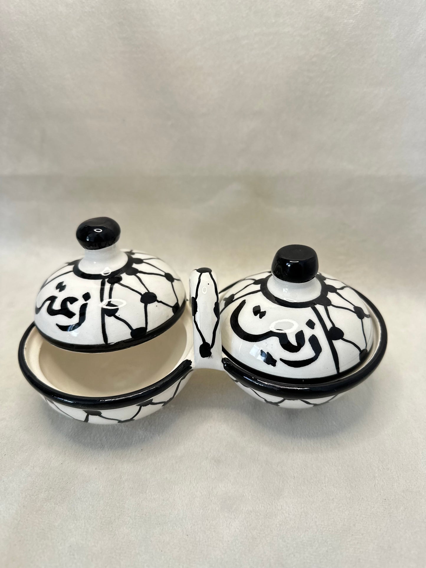 Aufbewahrungsschale für Olivenöl und Zaatar mit Deckel