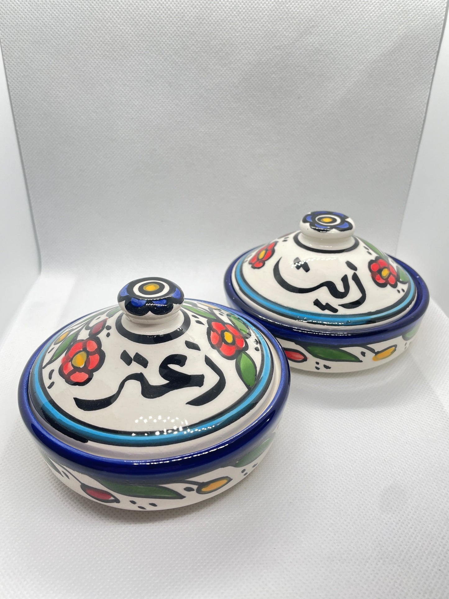 Aufbewahrungsschale für Olivenöl und Zaatar mit Deckel Farbig