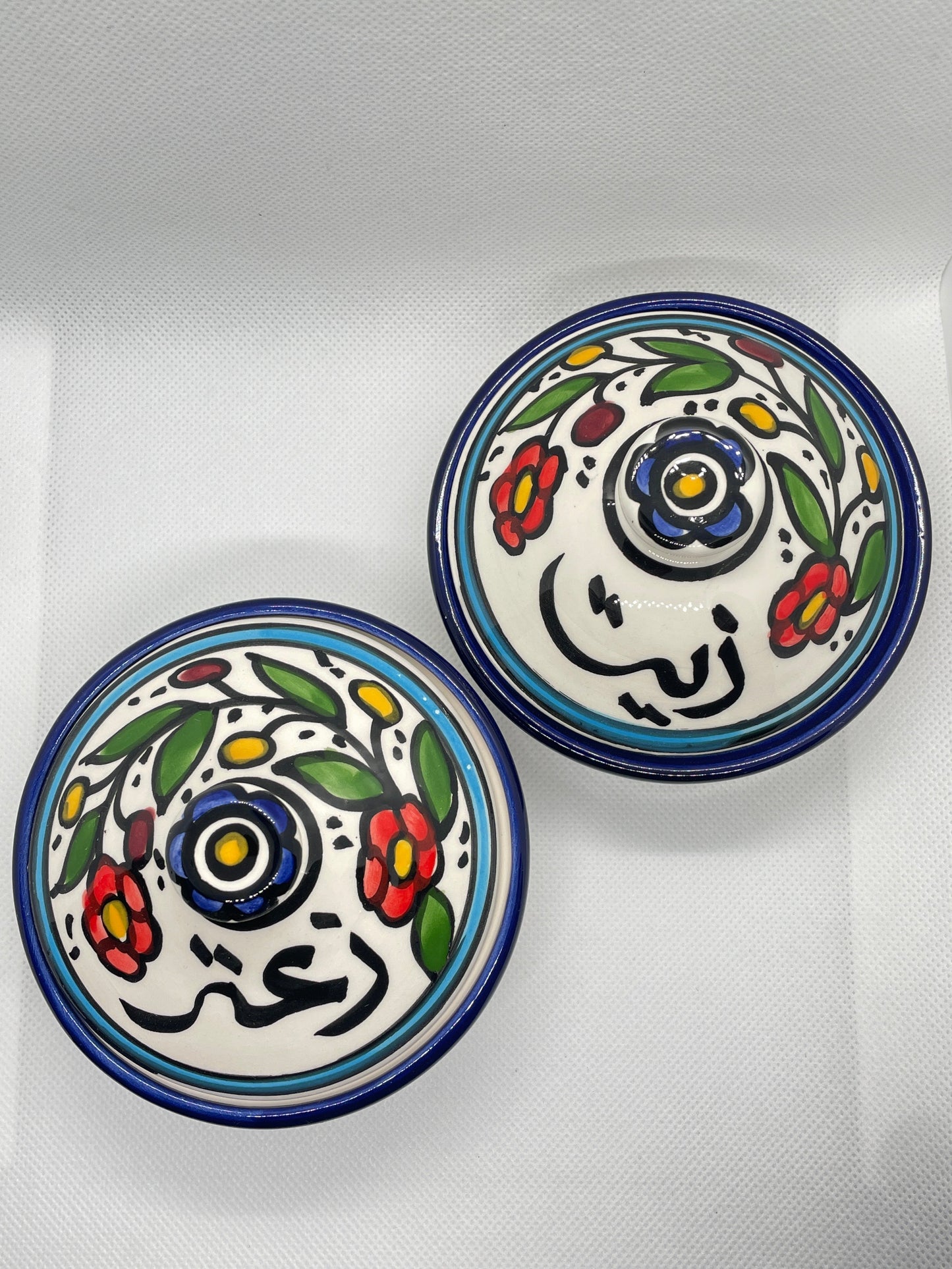 Aufbewahrungsschale für Olivenöl und Zaatar mit Deckel Farbig