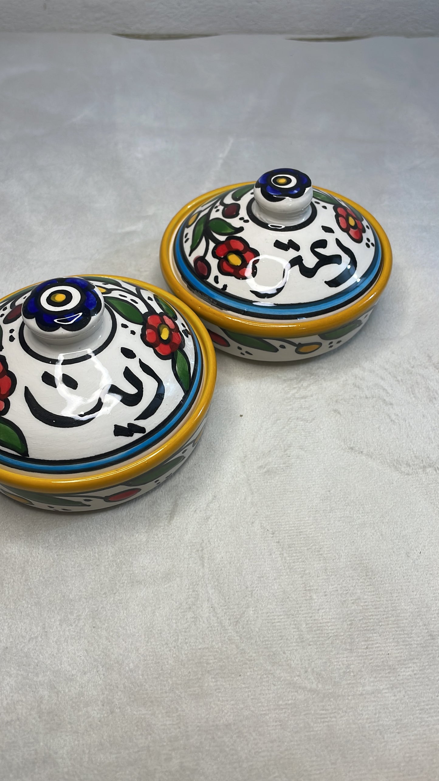 Aufbewahrungsschale für Olivenöl und Zaatar mit Deckel Farbig