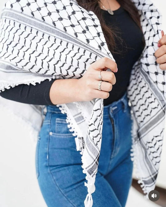 Handgefertigte Kuffiyeh schwarz weiß