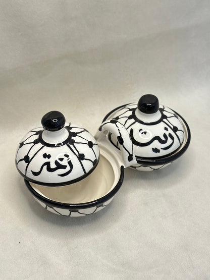 Aufbewahrungsschale für Olivenöl und Zaatar mit Deckel