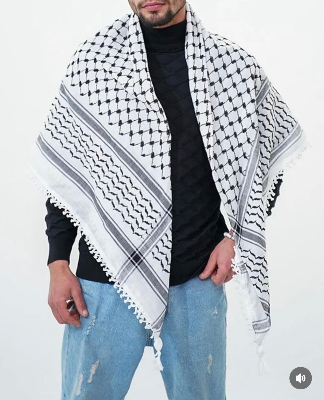 Handgefertigte Kuffiyeh schwarz weiß