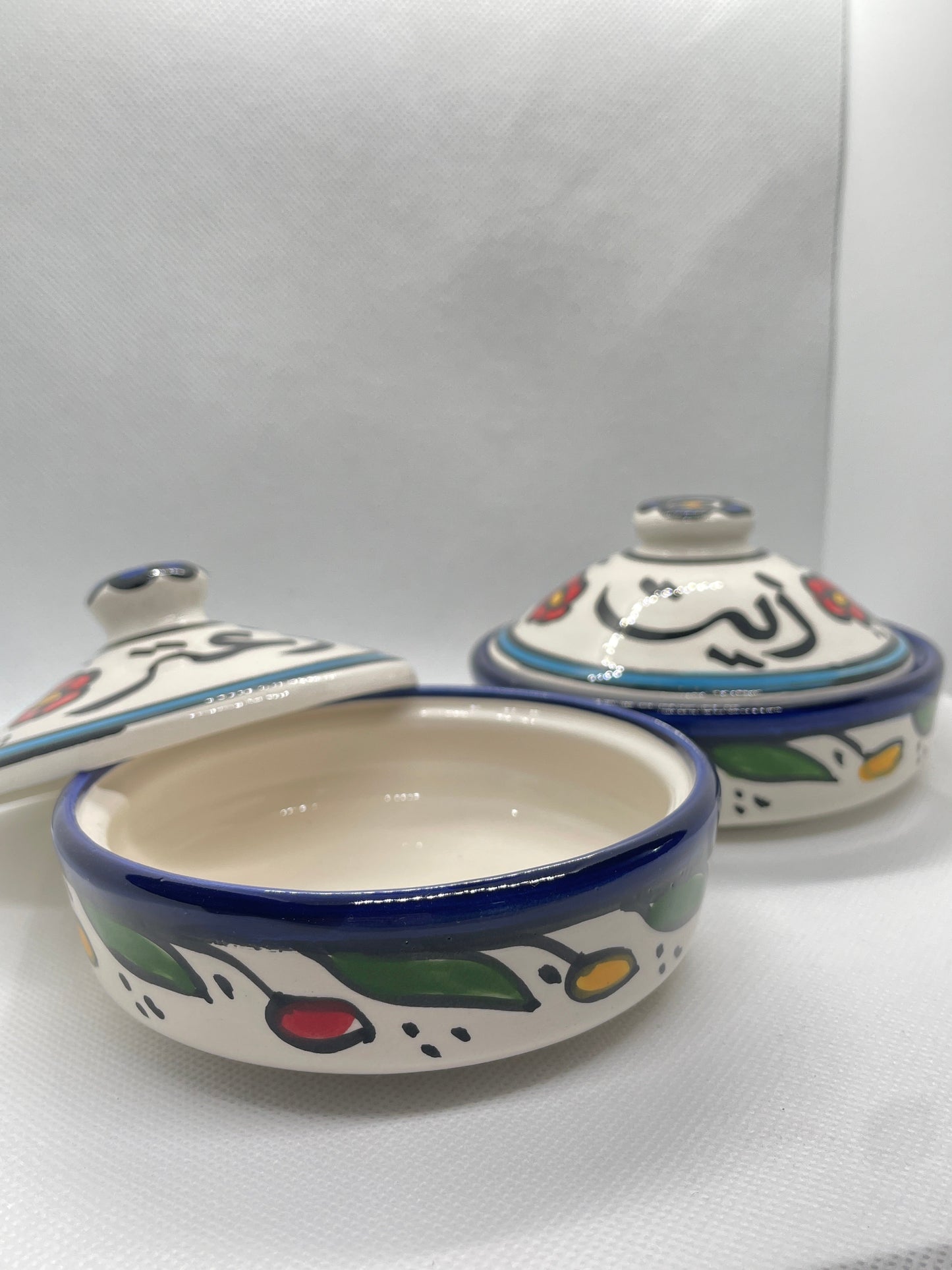 Aufbewahrungsschale für Olivenöl und Zaatar mit Deckel Farbig