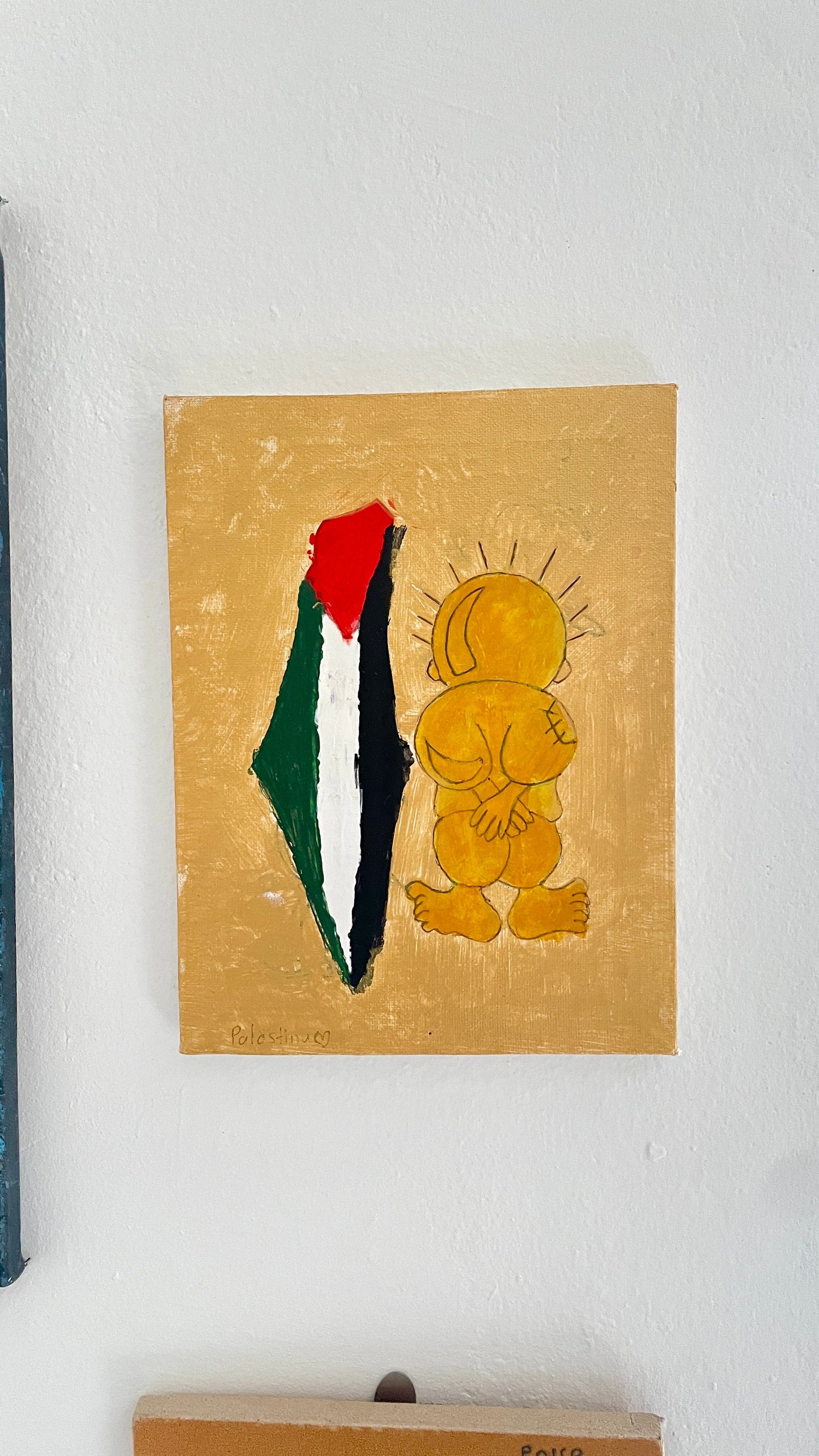 Palästinensische Karte mit Handalla als Wandbild 23x17 cm