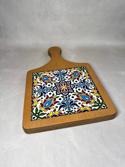 Servierplatte aus Olivenholz und Keramik Kunsthandwerks Boden 21 cm